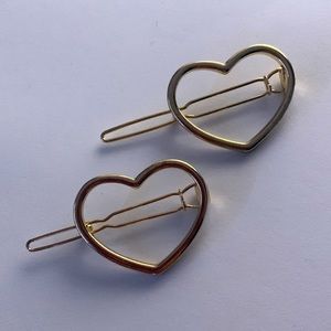 Gold Heart Hair Clips